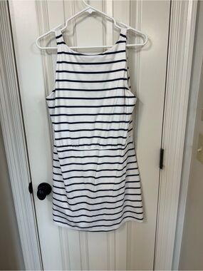all in motion White and Navy Striped active Mini Dress